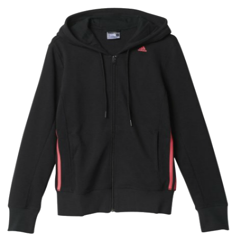 ADIDAS ESSENTIALS WOMENS MID 3 STRIPE FZ PERFORMANCE HOODIE